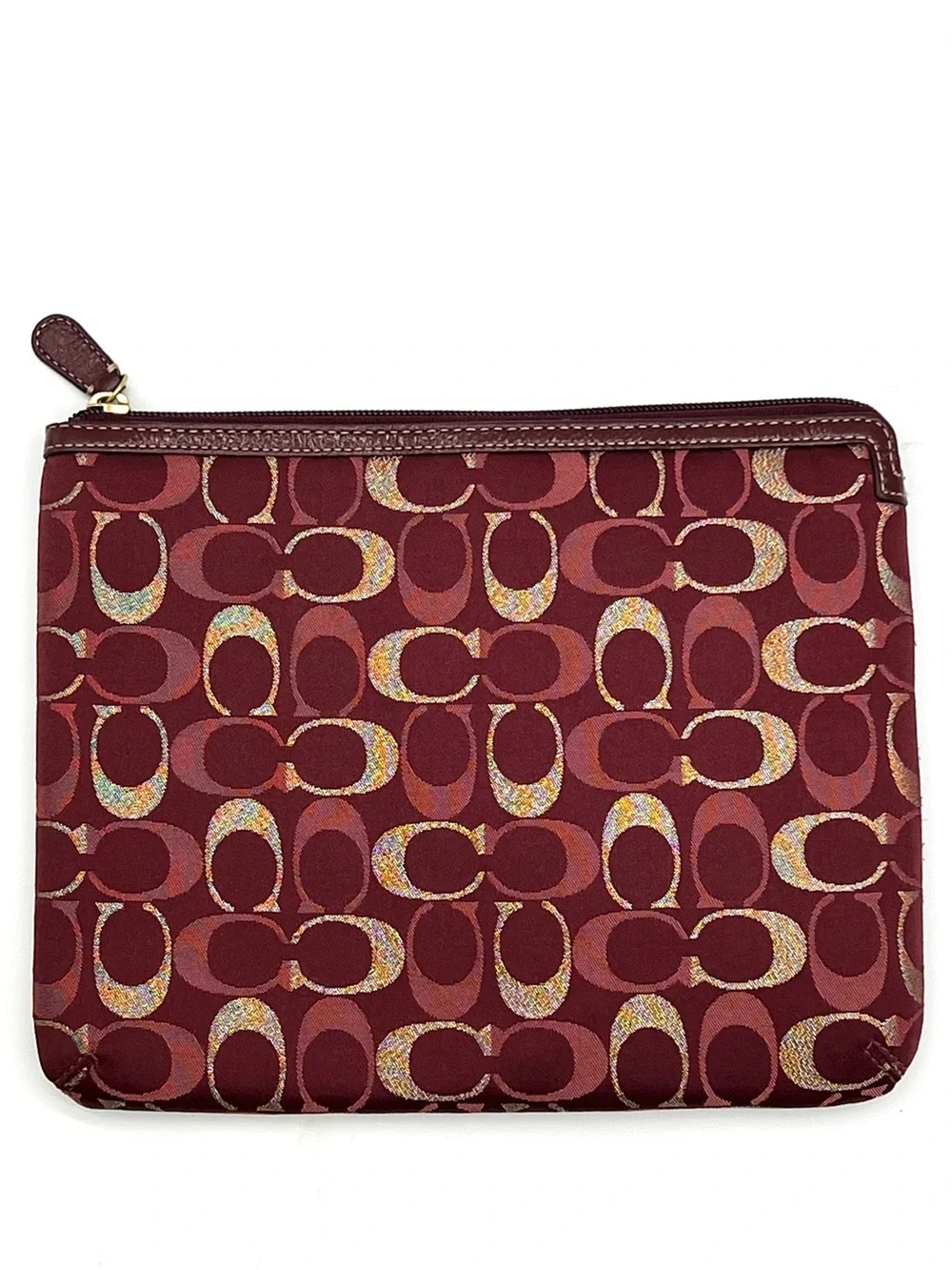 Coach Burgundy Signature Jacquard Padded iPad Tablet Sleeve